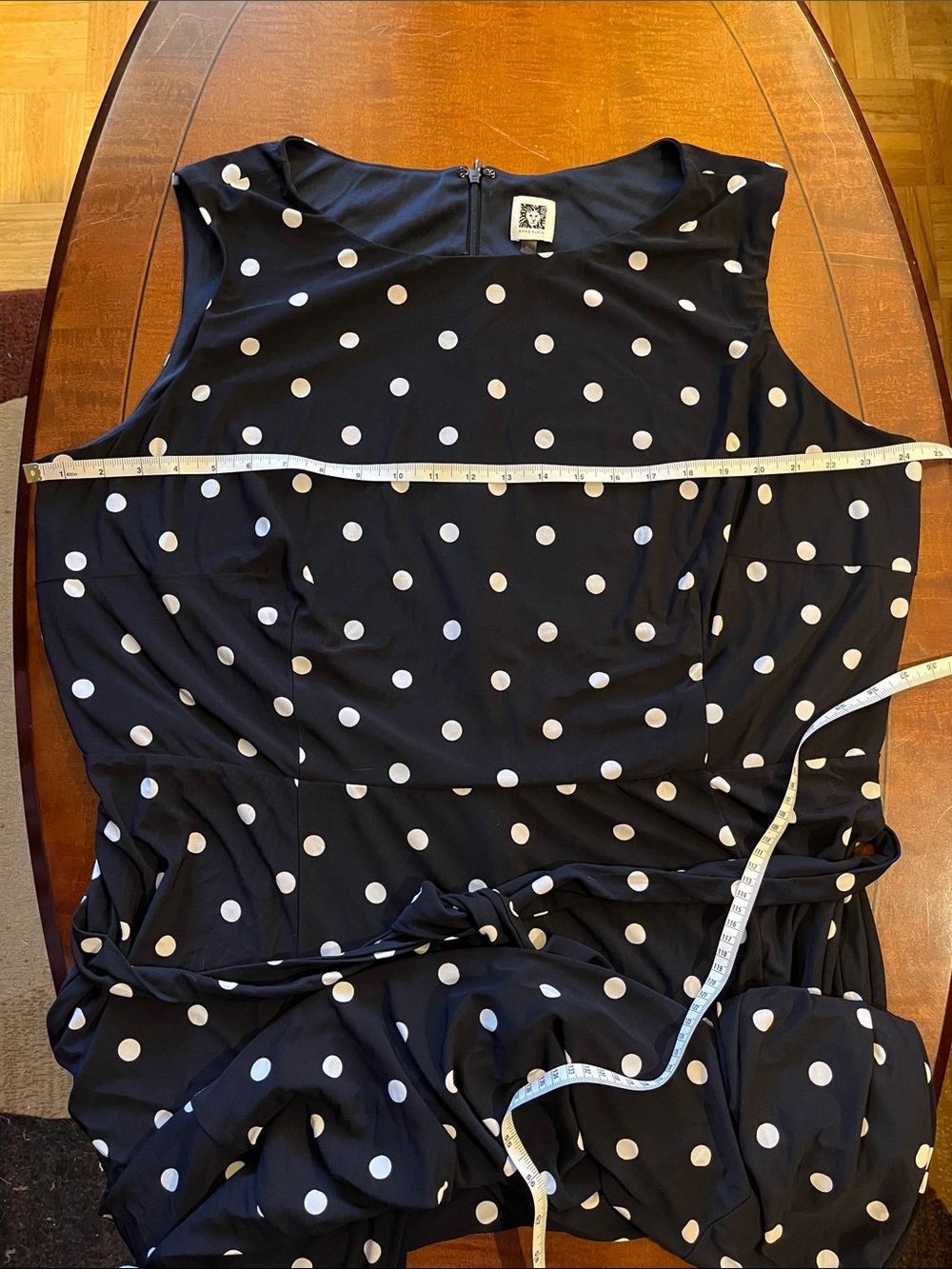 Anne Klein polka dot long dress Sleeveless, belted. Stretchy. Black and white 3X - Picture 7 of 9